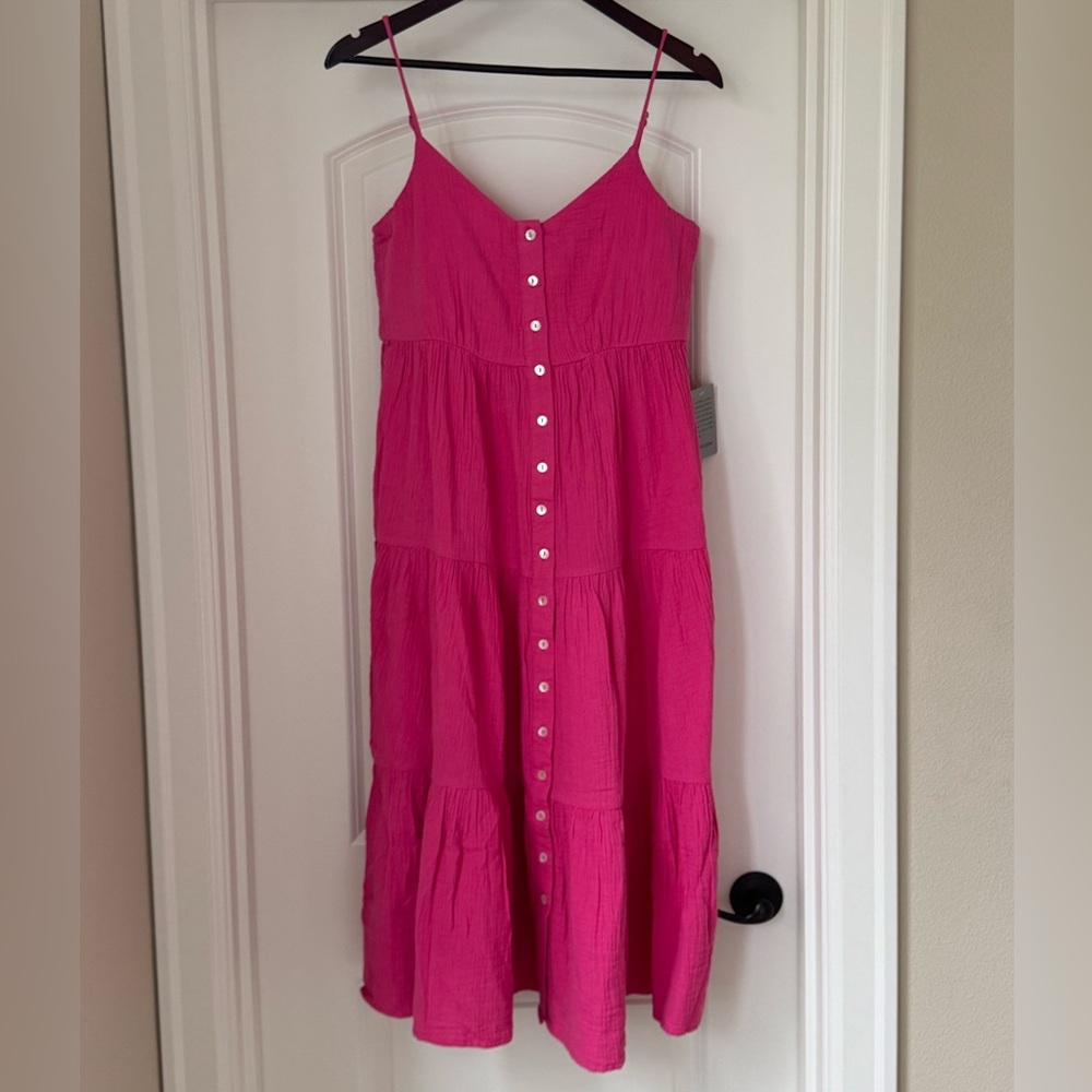 Elegant Pink Sleeveless Midi Dress